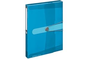 Herlitz® Easy.Orga Teczka na dokumenty A4 z gumką Rysunkowa | Grzbiet 4cm | Folder Organizer Ochrona Zabezpieczenie | Elastyczna okładka z PP | Biuro Szkoła Studia | Transparentna Niebieska