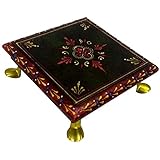 Purpledip Wooden Chowki: Hand-Painted Platform for God Idols in Home Temple (11811)