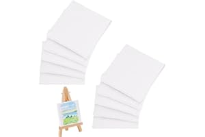 PH PandaHall 12pcs Mini Leinwand 7x7cm Quadratische Malerei Skizze Malerei Leere hölzerne Leinwand Zeichnung Skizze Mini gestreckte Leinwand Weiß Leinwand Brett Desktop Malerei Rack Malerei Rahmen
