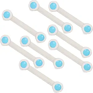 LADWA 8 Pieces Child Safety Strip Locks Baby Locks for Cabinets and Drawers (Blue, Pack of 8), Toilet, Fridge & More. Easy Installation, No Drilling Required