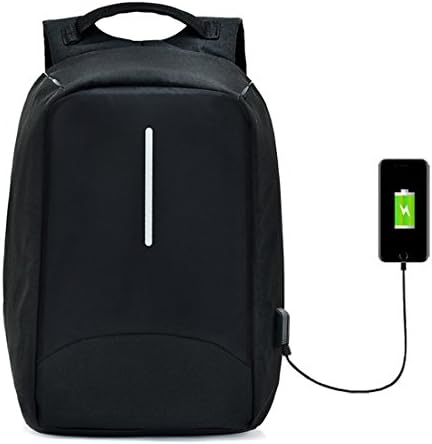 15.6 inch Laptop Backpack with USB Charging Port, Men Waterproof Anti Theft Canvas Daypack for College Business Travel (Black)
