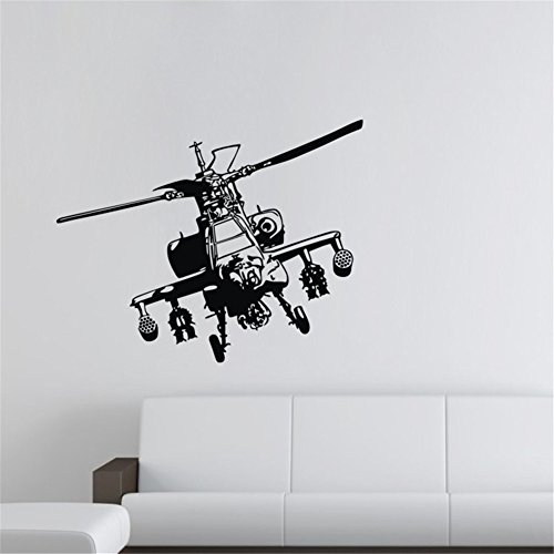 ColorfulHall 23.6" X 32.3" Black War Aeroplanes Army Helicopter Plane Wall Decal Wall Stikcer Removable Vinyl Wall decor Bedroom Kids Childrens Room Decoration