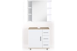 Vicco Zestaw mebli łazienkowych Sonoma Ilias, składający się z szafki z lustrem, szafka pod umywalkę – z przegródkami do elastycznego przechowywania