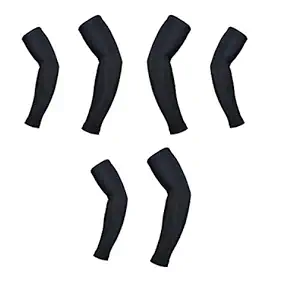 Auto Hub Nylon Arm Sleeve for Men & Women - Free Size/Set of 3 (Black)