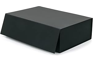 MMOWW Luxury Magnetic Gift Box with Lids, 33x22.5x10cm Large Gift Box for Presents, Folding Gift Packaging Decorative Box for Christmas, Birthday, Wedding, Anniversary, Festival, etc (Black)
