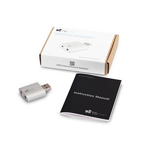 EC Technology Externe USB Soundkarte Aluminium C Media Chipsatz, Kompatibel mit Windows, Mac, Plug & Play-Silber - 7