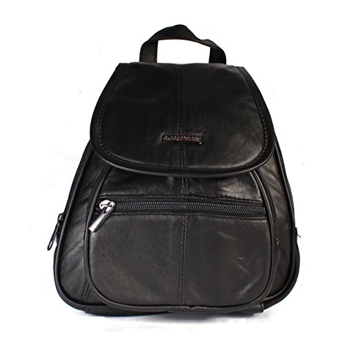 Preisvergleich Produktbild Kleiner Damen Leder Rucksack schwarz