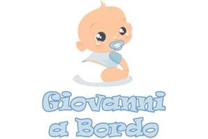 GamesMonkey Adesivo Bimbo Bimba a Bordo - - Nome Personalizzato 12 CM - Maschio - Stickers Auto Esterno Vinile Lucido (Giovanni)