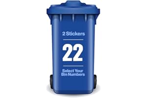 HAPPY QOUKKA Happy Quokka Pack of 2 White Wheelie Bin Stickers Number, 17cm, Waterproof and Weatherproof, Bin Numbers for Wheelie Bins, Sticky Numbers and Self Adhesive Numbers for Wheelie Bins (No. 2)