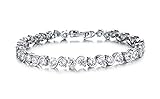 100% a estrenar señoras de oro blanco 18k plateó las pulseras de tenis de lujo del banquete de boda de la manera de cristal de óxido de circonio cúbico. para las mujeres niñas, (1714) (blanco)