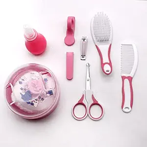 Lwvax 8 Piece Baby Grooming Kit and Baby Care Kit, Plastic & Metal Baby Nail Clipper Tool Includes Clipper Scissors Hair Brush Comb Manicure Care Kit for Newborn Baby Kids Infants Toddlers
