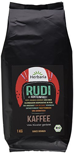 Herbaria Rudi Kaffee Entkoffeiniert Ganze Bohne Bio 1er Pack 1 X 1 Kg - 