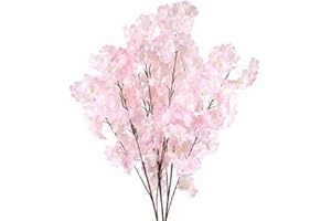 SLFYEE 3 unidades de 100 cm, flores artificiales de cerezo, flores artificiales, flores de seda, flores de cerezo, flores de plástico para fiestas, oficinas, bodas, balcones, jardines, jarrones,