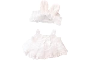 niannyyhouse Vestiti per bambole di peluche, 10-15 cm, 20 cm, colore: bianco, con bretelle, abito da sposa (20 cm)