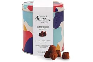 MATHEZ Truffes fantaisie aux brisures de macaron framboise - Boîte métal Pop - Boite métal de 250g