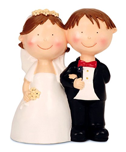 Spardose Sparschwein Brautpaar Hochzeitspaar aus Keramik 15 x 20 cm groß, Gelddose Sparbüchse, Geschenk zur Hochzeit Verlobung Polterabend, mit Gummipropfen