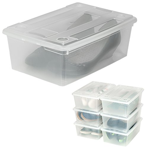 TecTake 2x 6er Set (12 Stück) Schuhbox mit Deckel stapelbar transparent 33x23x12cm Aufbewahrungsbox Kunststoffbox - 2