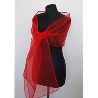 Stola Organza Schal Brautstola Tusch Hochzeit Braut Rot