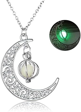 DUUMY 4 Color Luminous Beads Moon Pumpkin Pendant Luminous Light Night Light Necklace Christmas Halloween Men And Women Gifts , green