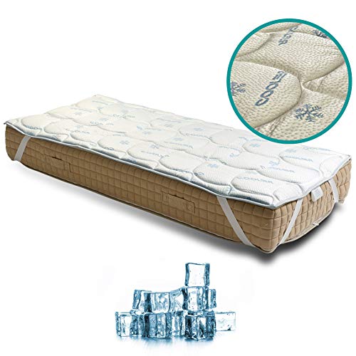 GEEMMA s.r.l. Il Vero Topper Che migliora e RINFRESCA Il Materasso, Il correttore per Chi soffre Il Caldo di Notte 100% Anallergico. Topper Alto 3.5 cm - TP Cooler Fresh Singolo 80x190