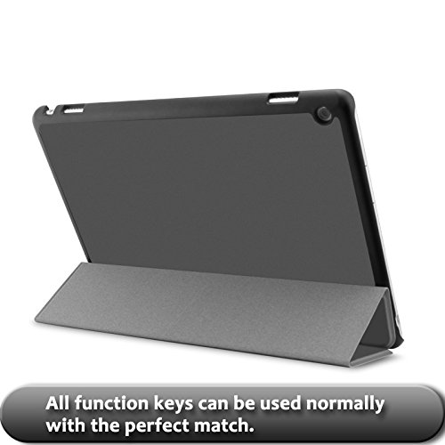 Huawei MediaPad M3 10 Lite 10 Hülle Case, Infiland Ultra Dünn Tri-Fold Muschel PU Leder Ultra Schlank Superleicht Ständer Shell Cover Schutzhülle Etui Tasche für Huawei MediaPad M3 10 Lite 10 (Weltraum Grau) - 8