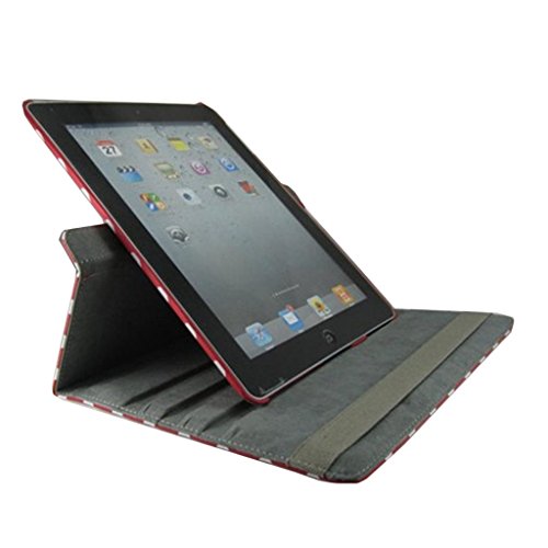 iPad 2/ iPad 3/ iPad 4 Hülle, Apple iPad 2/ iPad 3/ iPad 4 Hülle Lifetrut® Ultra-slim Flip Kunstleder Tasche Edles Cover Leder Case Ultra Dünn und super leicht Leder Hülle Schutz Hülle mit Standfunktion [Rot + Weiß Polka-Punkt] - 4
