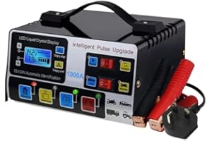 GENERIC 1000A Heavy-Duty Car Battery Charger with LCD Display 12V/24V Smart Pulse Repair & Trickle Charge Universal Vehicle, Motorcycle & Lorry Battery Maintainer