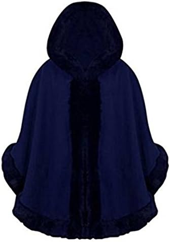 Women's Italian Poncho Cape Faux Fur Hood Poncho