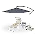 Produktbild relaxdays Gartenschirm 3m Durchmesser, Stahlmast 38mm, Stabile Rippen, Polyester, Neigefunktion, Grau
