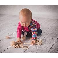 Cesto de los Tesoros Montessori 14 piezas de madera, juego para bebé de 6 meses