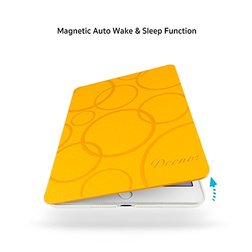 iPad Air 2 Hülle, Deenor Colour Series Premium PU Leder Ultra Slim Light Weight Auto aufwachen / Schlaf Funktion Schutzhülle Hülle für Apple iPad Air 2 iPad 6. (Orange circles) - 5