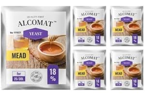 Alcomat Hefen für Met - Trockenhefe Gärungstempo bis 18% - Reinzuchthefe für Honigwein auf 30 Liter - 5 Stück