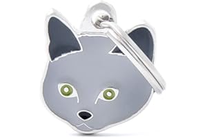 My Family Medaglietta per Gatto Personalizzata Made in Italy, Certosino, Targhetta Gatto con Incisione Gratis, Smaltata a Mano in Metallo, Collezione Friends, 19x22 mm