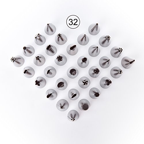 38 Spritztüllen Set Rainbrace, ink. 32 Stücke Garniertülle, 2 Spritzbeutel, 2 Blumennägeln und 2 Kunststoff Kupplungen für Gebäck, Keksen, Kuchen und Torten Deko - 2