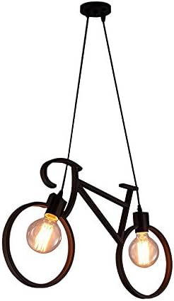 Modern Creative Bicycle Shape Chandelier Vintage Simple Pendant Light 2 Lights Ceiling Lighting for Living Room, Bedroom,Dining Room,Black