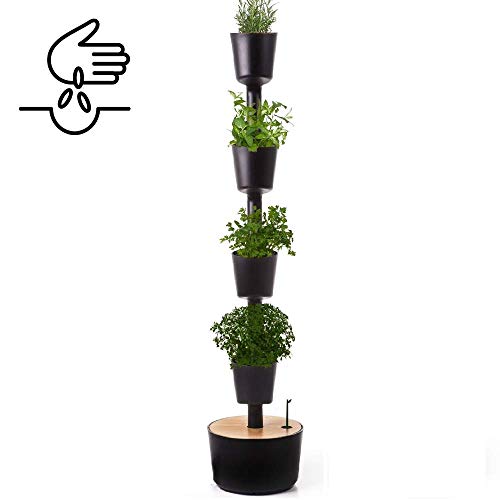Kit Huerto urbano vertical con autorriego digital, negro, 4 ...