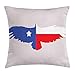 Produktbild KAKICSA Texas Star Throw Pillow Cushion Cover by, Bald Eagle Silhouette with Lone Star Wings of Freedom Animal, Decorative Square Accent Pillow Case, 18 X 18 Inches, Violet Blue Vermilion White