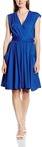 HotSquash Women's Capped Sleeve Fit n Flare Dress, Blue (Cobalt), 10