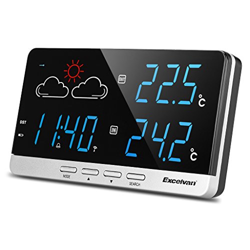 Excelvan Color Wireless Wetterstation Thermometer Hygrometer Funkwetterstationen LCD Display mit vorhersage Temperatur Außensensor - 2