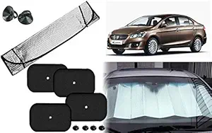 Auto Kite - Collapsible Mesh Foldable Auto Front/Rear Window Car Windshield with 60 GSM Side Window Sun Shade for - Ciaz