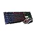 Produktbild Wokee Bunte Crack Mechanische Tastatur LED Wireless Combo Set Beleuchtet Hintergrundbeleuchtetes USB Wired Rainbow Gaming Tastatur + Maus deutsches Layout (Schwarz)