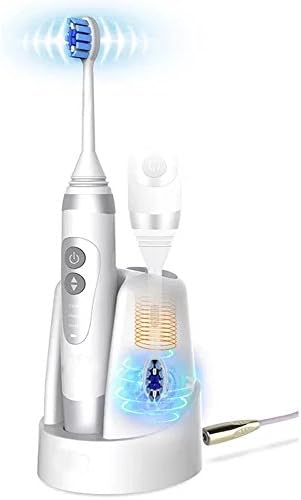 Jiuhuazi Electric Toothbrush Sonicare Waterproof Rechargeable UV Sanitizer 3 Cleaning Mode 3 Replacement Brush Heads 2 minutes Timer with Traveling Box