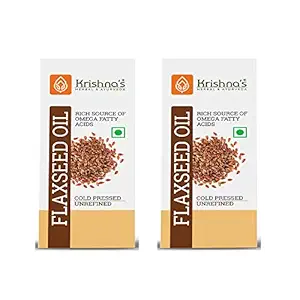 Krishnas Herbal & Ayurveda Flaxseed Oil (50 ml)(Pack of 2) | Virgin Cold Pressed Flex seed oil | Rich in Omega 3-6-9 | Made in Kachi Ghani