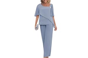 Goolecrimp Conjunto de dos piezas de vestido de noche elegante de gasa y tul para mujer blusa y pantalón de talla grande para bodas cócteles festivales gasa pantalones anchos de pierna