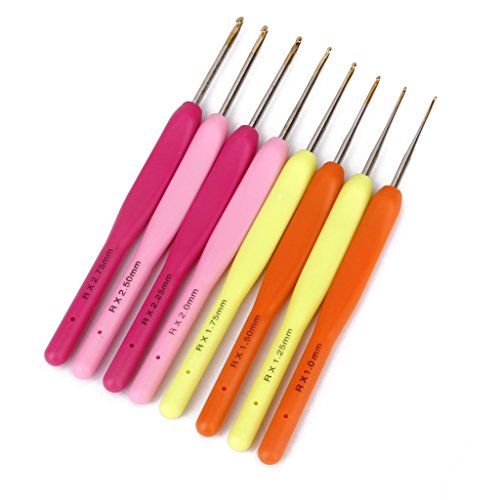 8 Größe Bunte Kunststoff Handgriff Metall Kopf Spitze Häkelnadel Nadel 1-2.75mm - 7