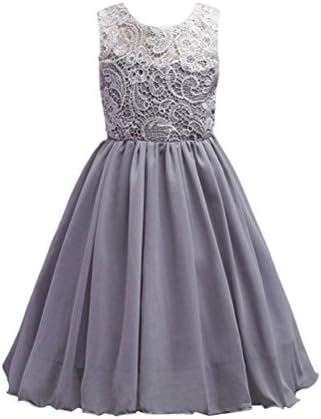 Girls Dress, Sonnena Girls Lace Tutu Tulle Gown Princess Dress Pageant Bridesmaid Dress Wedding Formal Dress Party Dresses Girls Lace Tulle Dress Sleeveless Dresses Girls Party Outfit Kids Sundress (3-4 years, Gray)