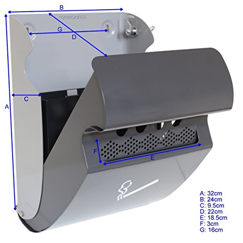 Hardcastle Wandmontierter Außen-Aschenbecher, Stahlascher - 4
