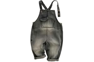 Boodtag Unisex Baby Cotton Dungarees Jeans Toddler Girls Boys Denim Overalls Sleeveless Kids Striped Button Jumpsuit Bib Pants One Piece Trousers