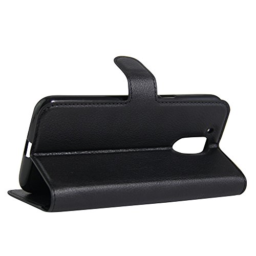 Funda Moto G4   G4 Plus - EUGO Funda Cuero Resistente  Soporte Plegable  Ranuras para Tarjetas y Billetes  Estilo Libro  Acceso a Botones   1    Negro Stylus Pen - Negro