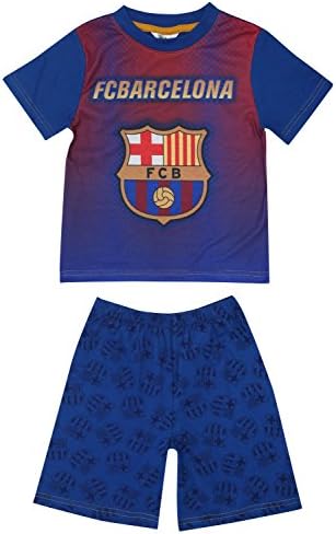 Barcelona F.C. Boys Navy Burgundy Short Sleeve Football Print T-Shirt and Shorts Pyjama Set Multicolour 11/12 Yr